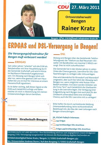 Flyer zu Erdgas und DSL in Grafschaft Bengen von Rainer Kratz